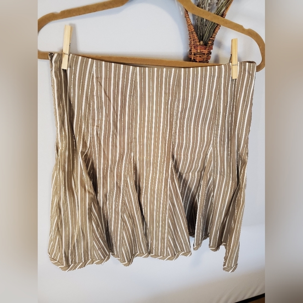 Kenneth Cole Vintage Striped Brown Metallic Skirt - Picture 13 of 13